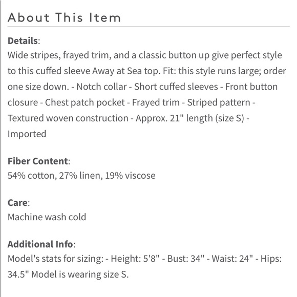 FREE PEOPLE Away At Sea Striped Linen Button Top - Picture 16 of 16